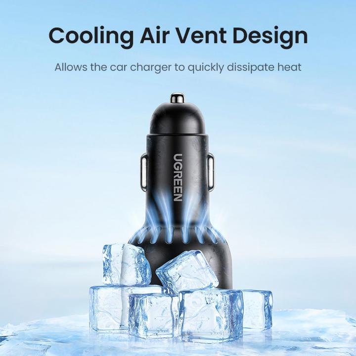Actual product image Ugreen Fast Car Charger 130W 90413 2xUSB-C PD+USB-A