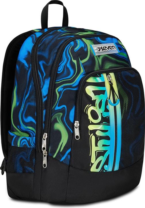 Actual product image Seven Advanced School Backpack, Black Blue, Multi-Shade Boy, Double Compartment Backpack with Wirele (3.20 l)