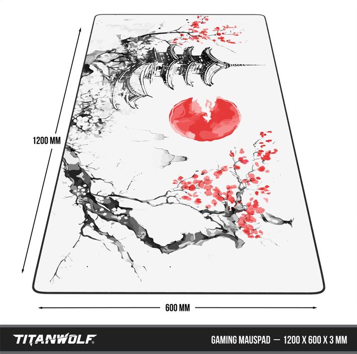 Actual product image Titanwolf Gaming Mouse Pad, XXXL Speed Mouse Mat 1200 x 600 mm, Speed & Precision, Japan Ink Painting (XXL)