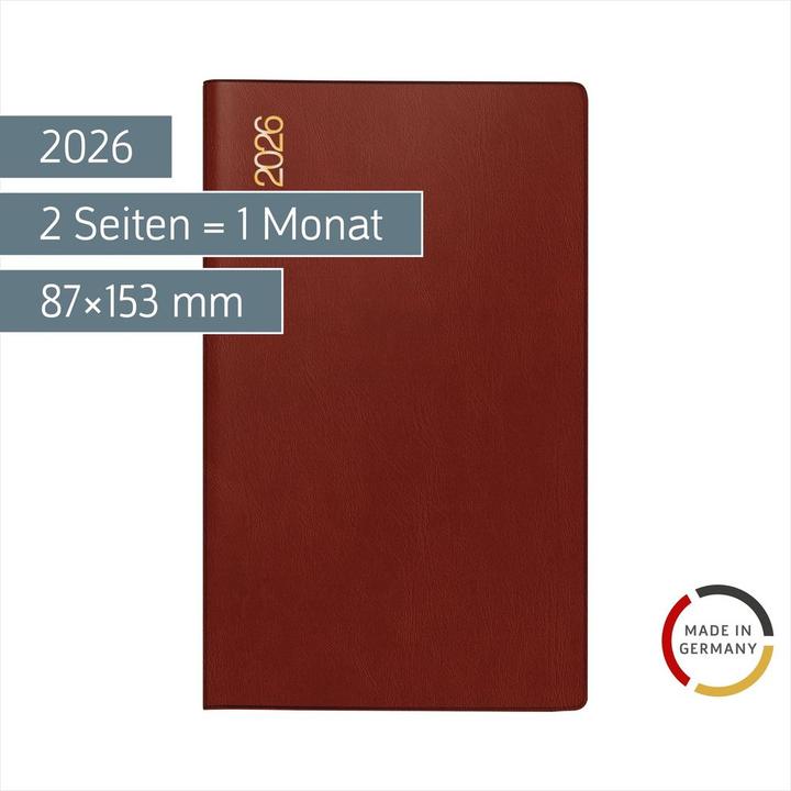 Produktbild Ridoide rido idé Taschenplaner M-Planer 2026, Bordeaux (87 x 153 mm, A6, 1 Monat / 2 Seiten)