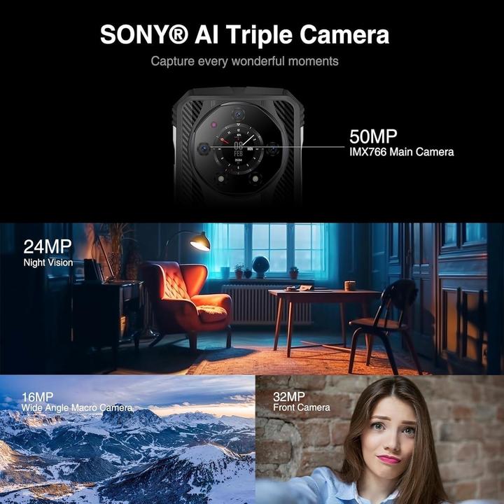 Immagine prodotto Doogee S110 -puhelin, 256/12 Gt, musta (256 GB, Nero, 6.50")