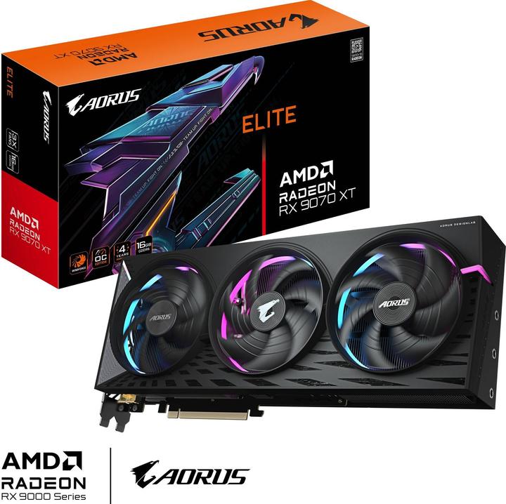 Actual product image Gigabyte AORUS Radeon RX 9070 XT Elite (16 GB)