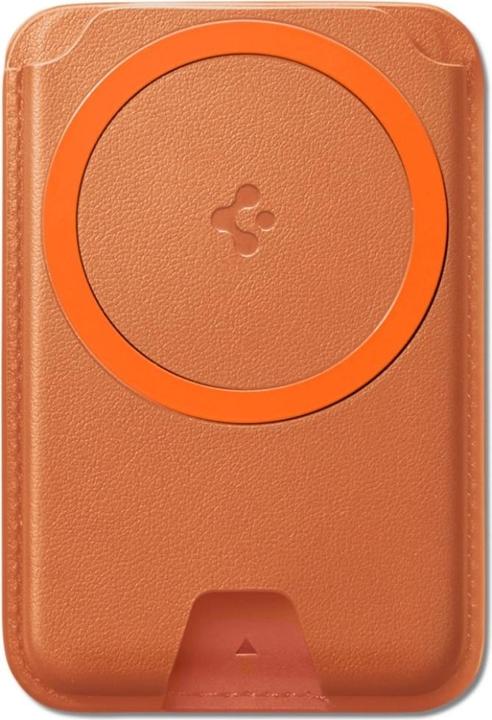 Actual product image Spigen Valentinus Magfit+ Magsafe Universal Magnetic Card Holder Metallic Orange