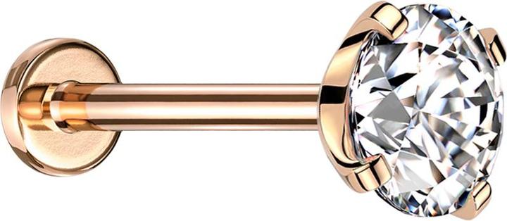 Image du produit Star Piercing Labret Micro Threadless or rose avec cristal serti d'argent (sans laiton, Acier chirurgical 316L)