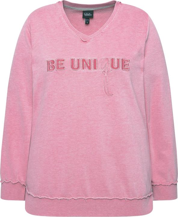 Image du produit Ulla Popken Pull en molleton à message, col rond et manches longues (42, 44)