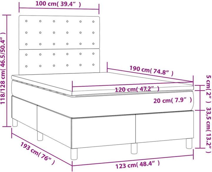 Image du produit vidaXL Boxspringbett (120 x 190 cm)
