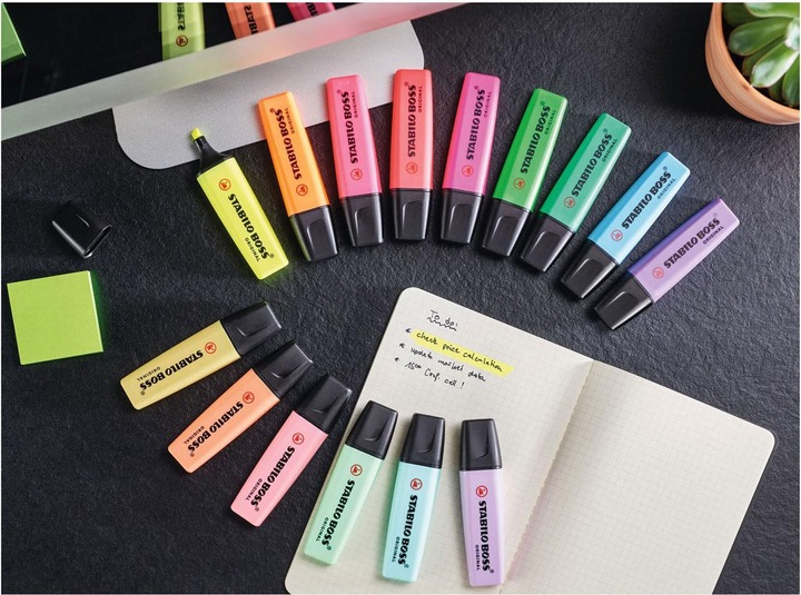 Produktbild STABILO BOSS ORIGINAL Textmarker (Blau, Grün, Pink, Rot, Orange, Gelb, 5 mm, 6 x)