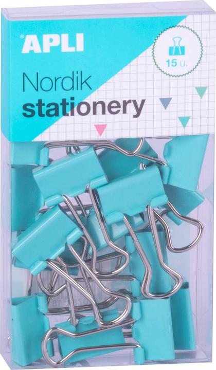 Produktbild Apli Nordik dokumentenklammern, 19 mm, 15 stk., box mit aufhänger, mischung aus pastellfarben (15x)