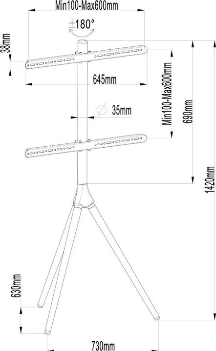 Actual product image Techly ICA-TR50 TV mount (65") Walnut (LCD, 65", 35 kg)