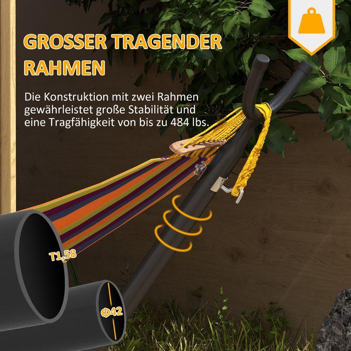 Immagine prodotto Swisshandel24 Hängemattengestell mit Rollen, verstellbare Haken, bis 220 kg belastbar, stabiler Stahl (220 kg)