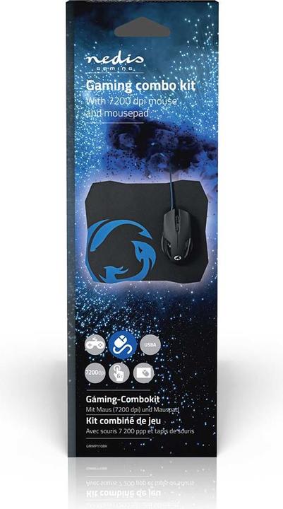 Produktbild Nedis Gaming Mouse & Mouse Pad Set | Verdrahtet | 1200 / 2400 / 4800 / 7200 dpi | Einstellbar DPI | (Kabelgebunden)