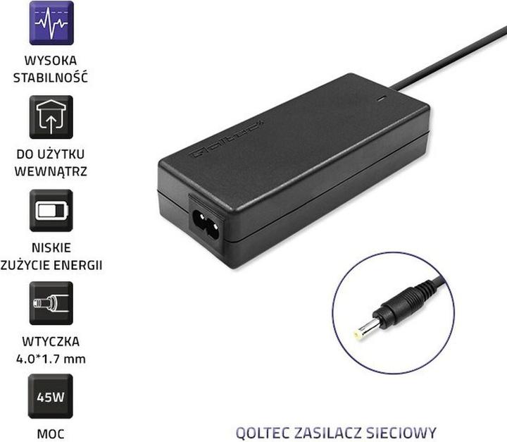 Produktbild Qoltec 51509 - Notebook - Indoor - 100-240 V - 50/60 Hz - 45 W - 20 V (45 W)