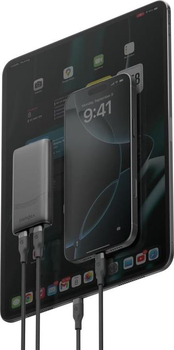 Actual product image Energea Wall charger TravelWorld Edge 65W 2xUSB-C PD/PPS/QC3.0 (US/UK/EU) graphite (65 W, 2 ports)