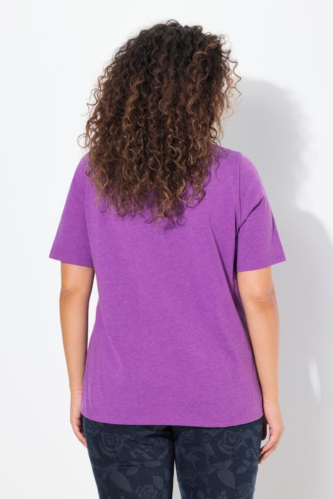 Image du produit Ulla Popken T-shirt motif rose, coupe Classic, col rond et manches courtes (50, 52)