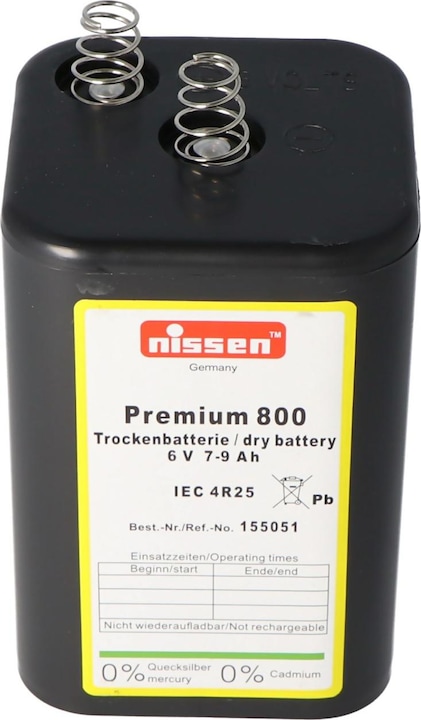 Nissen Batteria Premium 800 4R25 senza mercurio e cadmio (1 pz., 4R25, 9000 mAh)