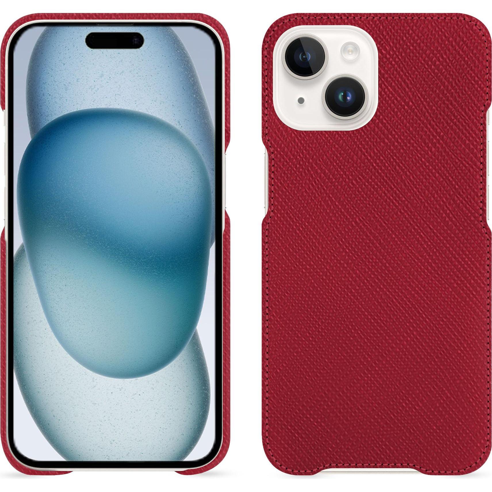 Noreve Lederschutzhülle (Apple iPhone 15), Smartphone Hülle, Rot