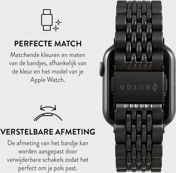 Produktbild Burga Apple Watch Band Chic Royal Black 42mm / 44mm / 45mm (Roestvrij Staal)