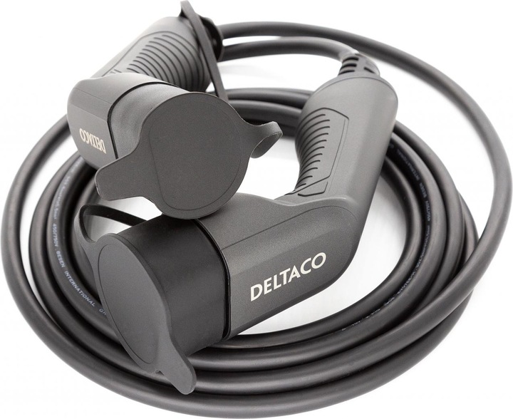 Actual product image Deltaco EV charging cable, e-car & hybrid, Type2 to Type2, 32 A, 7.6 kW, 1-phase (Type 2, 7.60 kW, 32 A, 7 m)