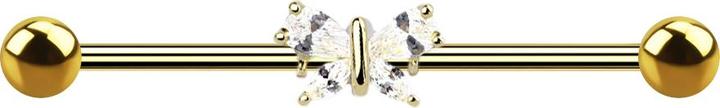 Produktbild Star Piercing Barbell 14k vergoldet mit Schmetterling (Messing, Chirurgenstahl 316L)