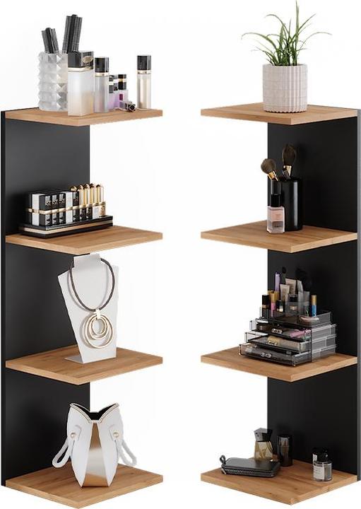 Immagine prodotto Vicco Mensola da parete Paolo, Antracite/oro power oak, 30 x 95 cm Set di 2