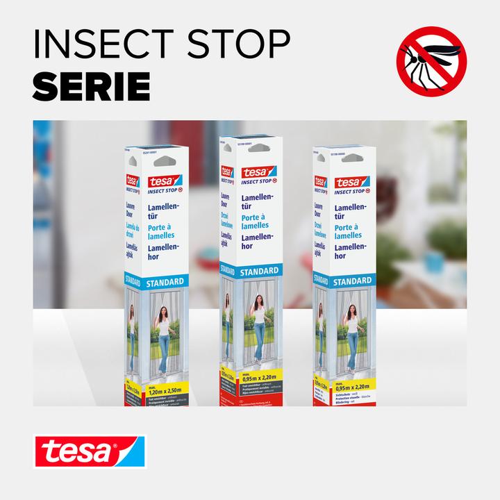 Produktbild tesa Insektenschutz STANDARD Lamellentür, Vorhang mit Klettverschluss, ohne Bohren (95 x 220 cm)