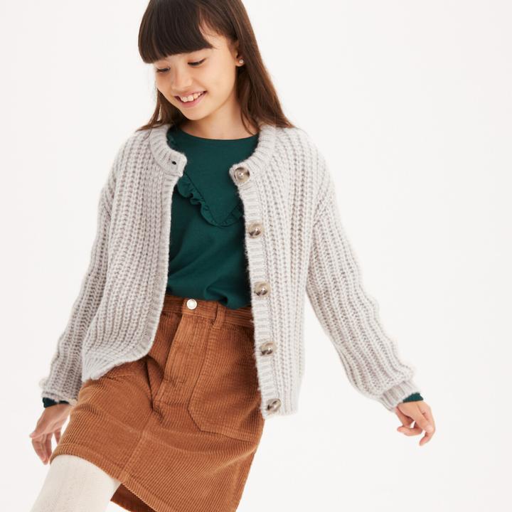 Immagine prodotto La Redoute Collections Grobstrickjacke mit rundem Ausschnitt und Knopfleiste (140)