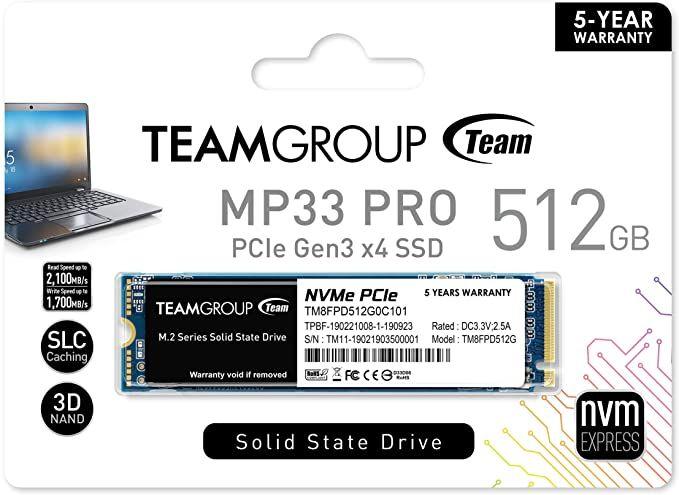 Actual product image Team Group MP33 PRO M.2 2280 512GB PCIE 3.0 X4 WITH NVME 1.3 3D NAND INTERNAL SO (512 GB, M.2 2280)