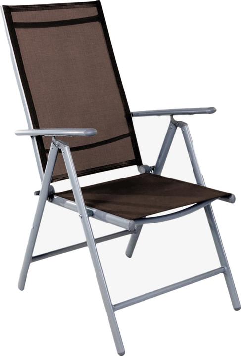 Actual product image Mojawo Set of 4 garden folding chair aluminium - textiles silver grey/chocolate brown