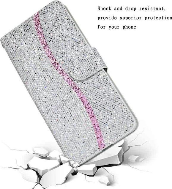 Immagine prodotto MU Style Copertina in pelle glitterata con strisce (Apple iPhone 7, Apple iPhone 8, Apple iPhone SE (seconda generazione), Apple iPhone SE (terza generazione))