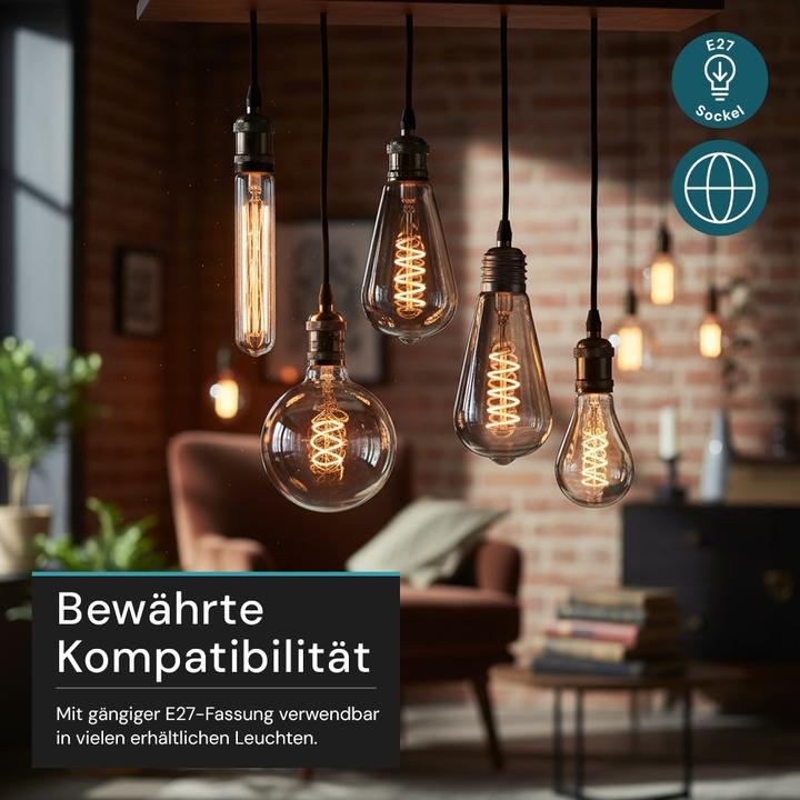 Immagine prodotto Luxula Lampada a filamento LED, SPIRALE, Pera, E27, 4W, 40lm, 1800K, dimmerabile (E27, 40 lm, 1 x)