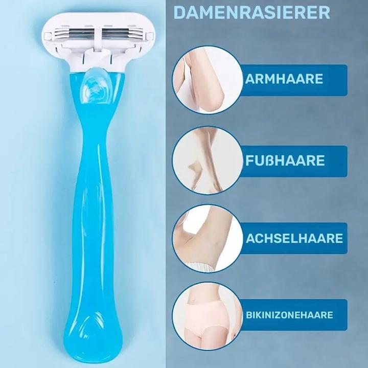 Immagine prodotto Cbx Damen-Handrasierer mit 8 Ersatzklingen – 3-lagige Edelstahlklingen, Damenrasierer