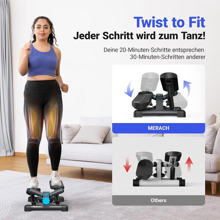Actual product image Merach 2-in-1 Mini-Stepper mit LCD-Monitor und Power Ropes