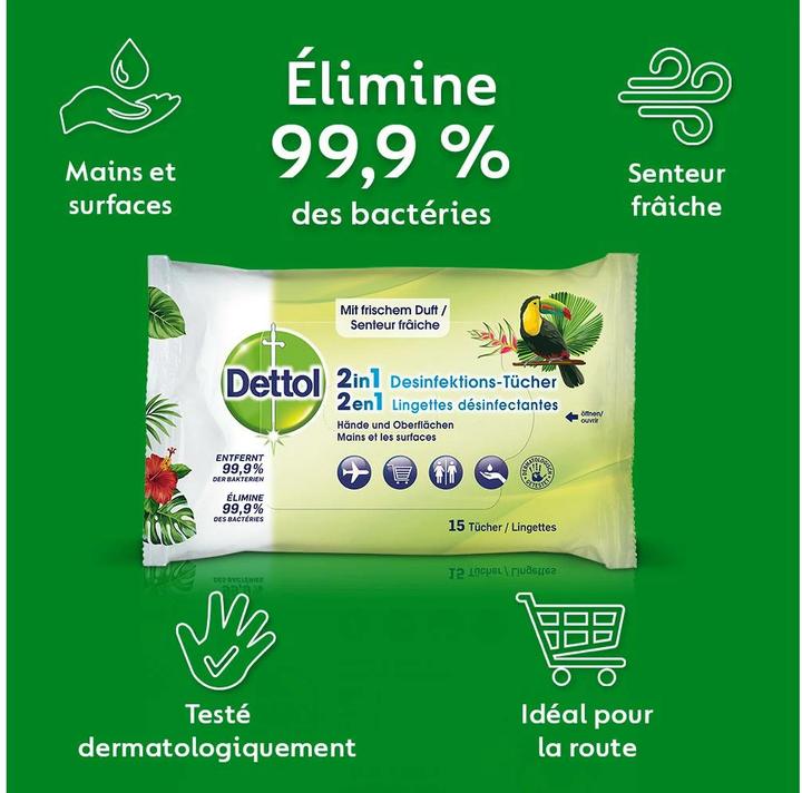 Image du produit Dettol Lingettes de désinfection 2en1