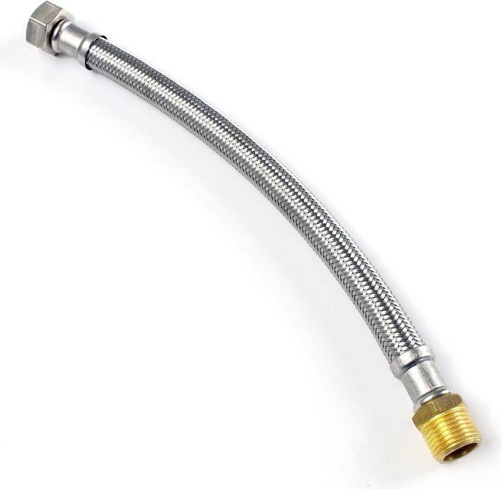 Actual product image XPOtool Flexible hose 300mm DN8 armoured hose 3/4"  AG 26.44mm 3/8"  ÜM 14.95mm