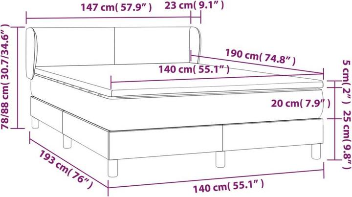 Actual product image vidaXL Boxspringbett (140 x 190 cm)