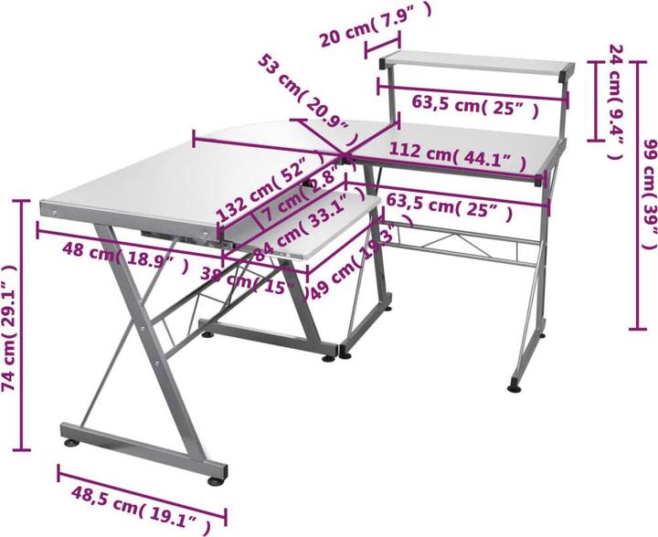 Image du produit vidaXL Computertisch (112 x 112 x 99 cm)