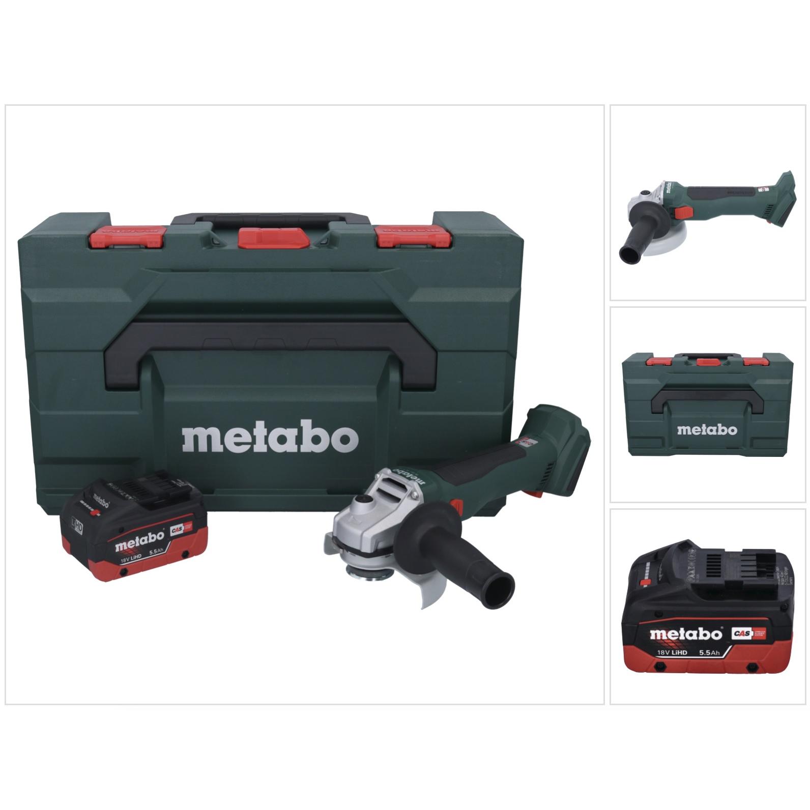 Metabo, Winkelschleifer, W 18 L BL 9-125 Akku Winkelschleifer 18 V 125 mm Brushless + 1x Akku 5,5 Ah + metaBOX - ohne (1...