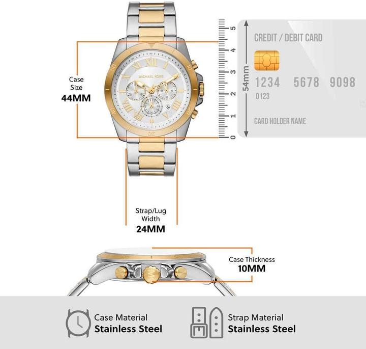 Actual product image Michael Kors Analog Chronograph Display with Mineral Glass and Water Resistance (Chronograph, 44 mm)
