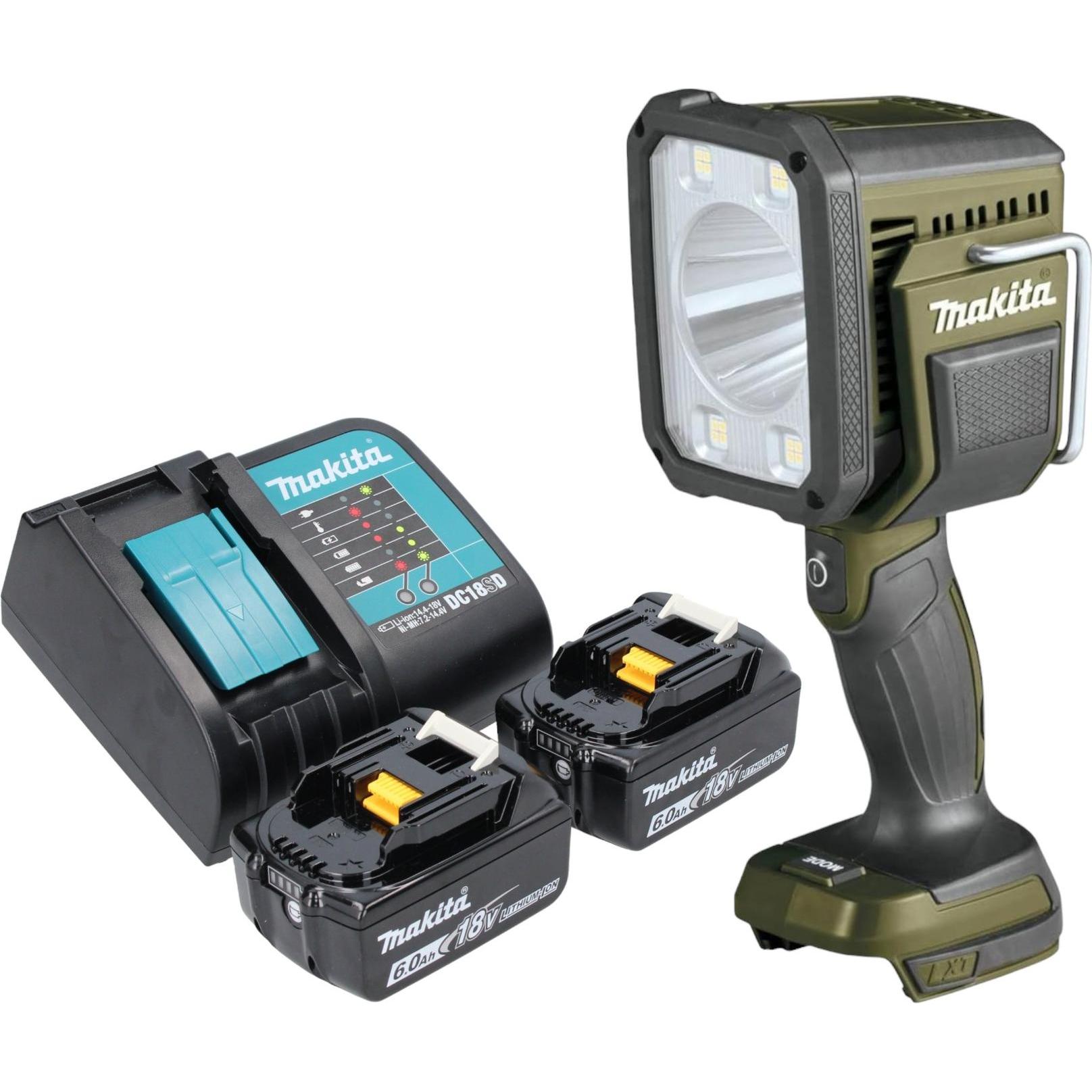 Makita, Arbeitsleuchte, DML 812 SG Akku Handstrahler 18 V 1250 lm LED Olive Grün Outdoor Adventure Sonderedition + (1250...