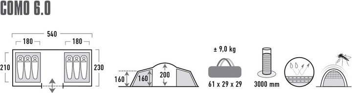 Produktbild High Peak Como 6.0 (Kuppelzelt, 9.01 kg, 6 Personen)