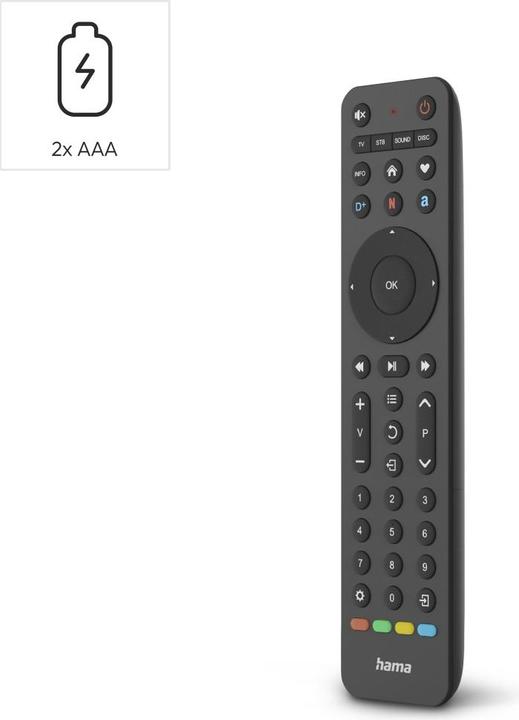 Produktbild Hama Universal-Fernbedienung TV, Infrarot, für 4 Geräte, lernfähig, App-Tasten (Universal Fernbedienung, Infrarot)