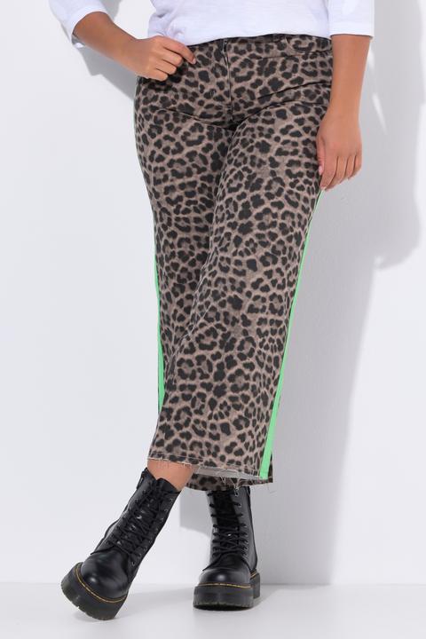 Immagine prodotto Angel of Style Pantaloni in twill modello Nora con taglio della gamba ampio, design leopardato e righe laterali (52)