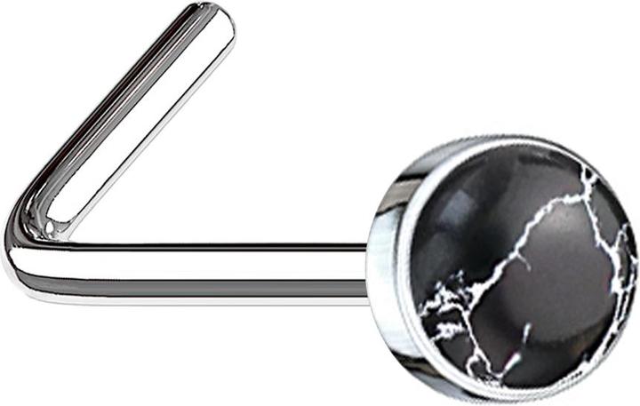 Immagine prodotto Star Piercing Borchia da naso angolata in argento con pietra di agata nera (senza ottone, Mnerale, Acciaio chirurgico 316L)