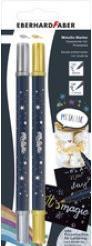 Penne con punta in fibra Metallic Marker Duo oro/argento BK Confezione da 2 blister, 0,8 mm e 1-10 (2x)