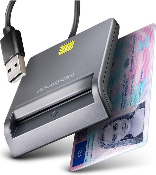Produktbild Axagon CRE-SM3T, USB-A FlatReader čtečka kontaktních karet Smart card (eObčanka), kabel (USB 2.0)
