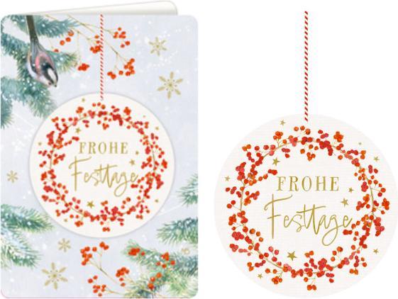 Actual product image Weihnachtskarte mit Anhänger - Frohe Fe (5 pcs.)
