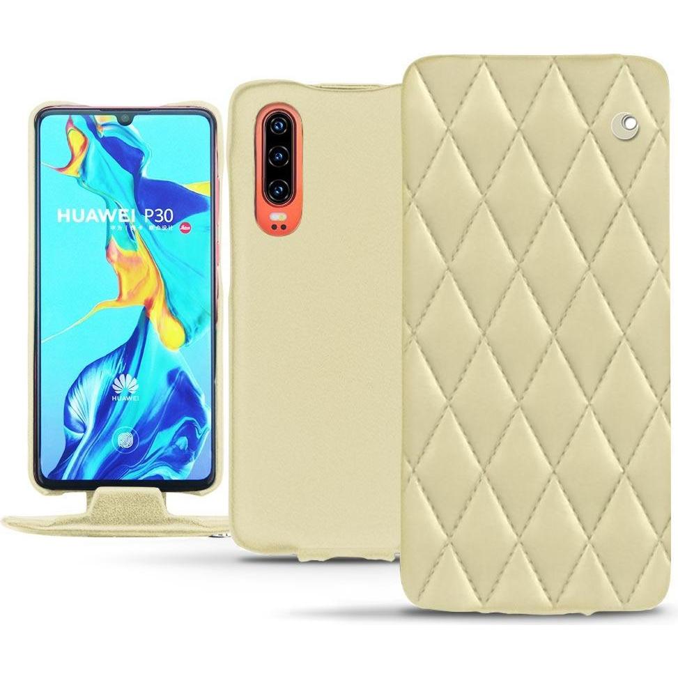 Noreve Lederschutzhülle vertikal (Huawei P30), Smartphone Hülle, Beige