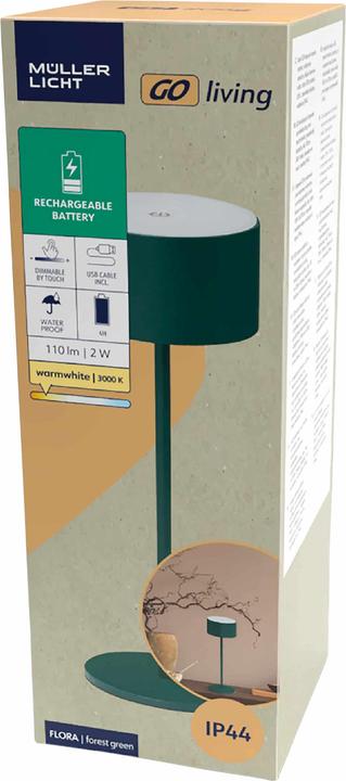 Produktbild Müller Licht MÜLLER-LICHT LED-Akku-Tischleuchte Flora, 2 W, 110 lm, 3000 K, grün (110 lm)