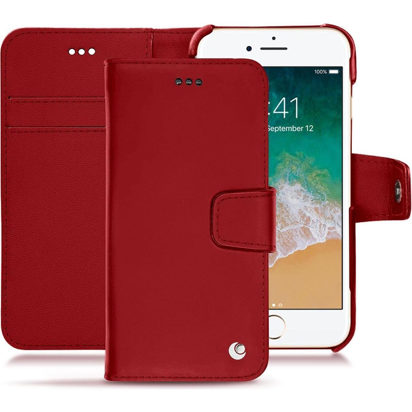 Noreve Lederschutzhülle Wallet (Apple iPhone 7), Smartphone Hülle, Rot