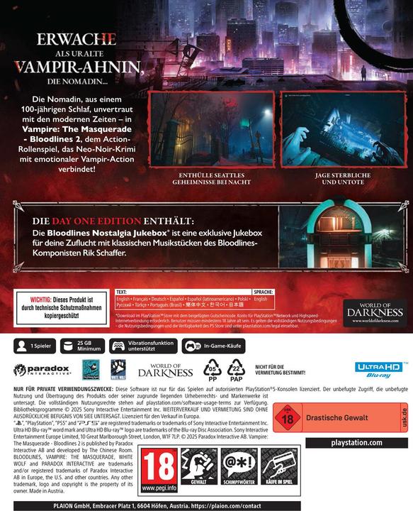 Produktbild Paradox Interactive Vampire: The Masquerade - Bloodlines 2 - Day One Edition (PS5, DE)